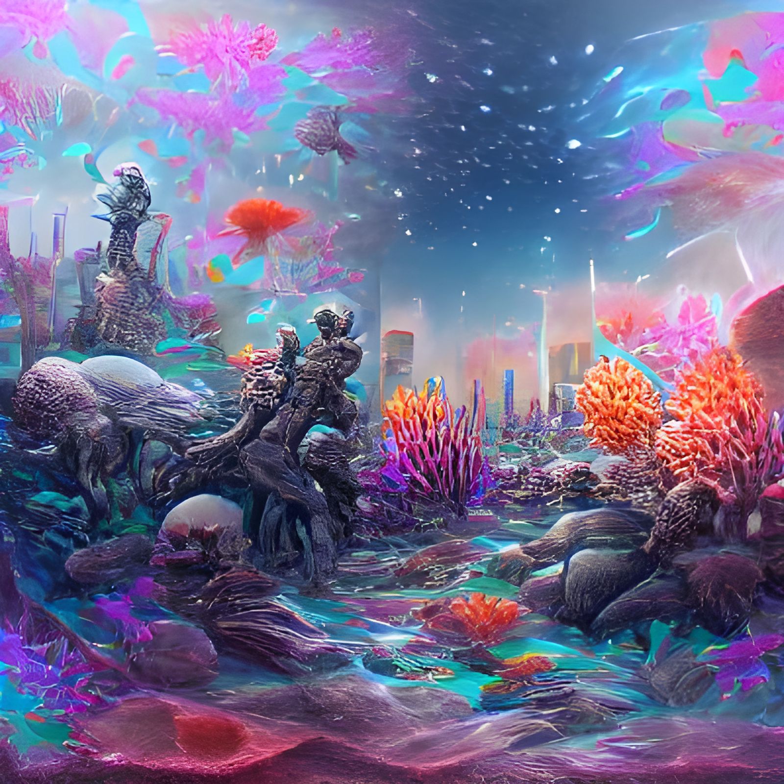 Post-Apocalyptic Coral Reef in Astral Illustration