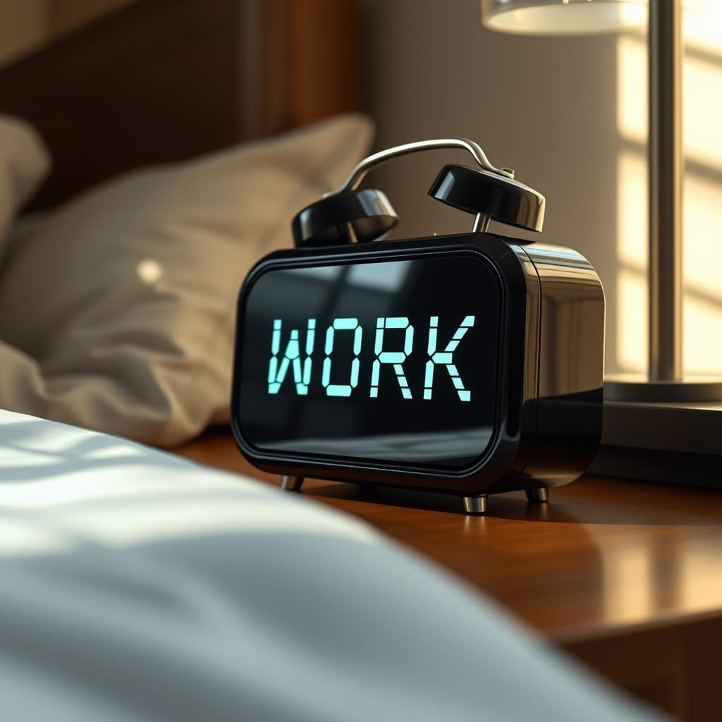 Futuristic Alarm Clock Displays Work in Digital Art Style