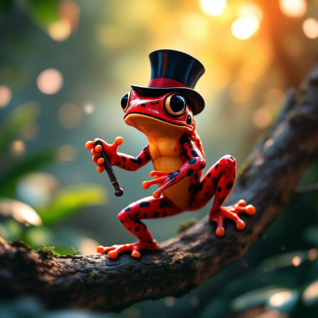 Chibi Frog Dances in Tropical Rainforest, CGI Style