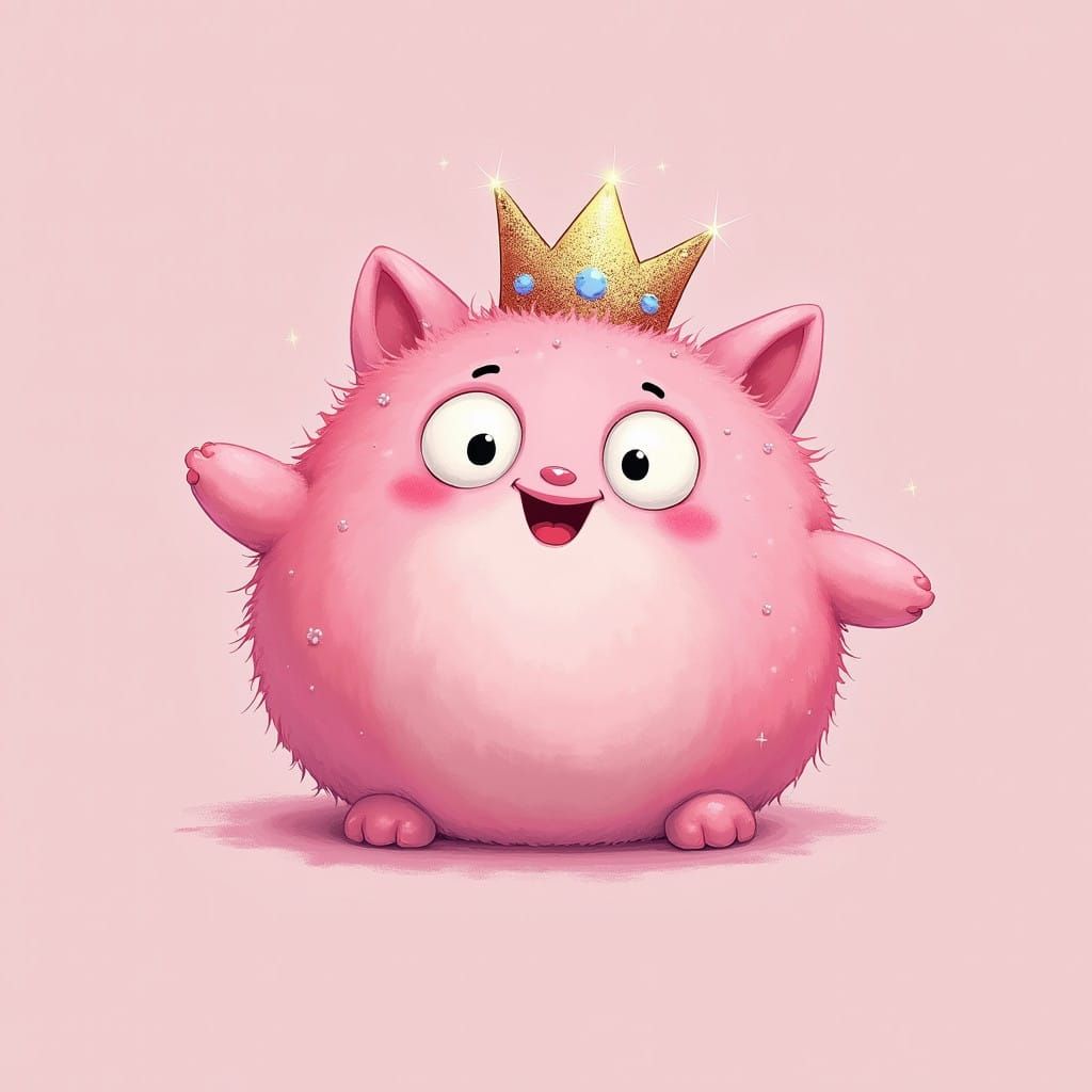 Sweet Pink Tiara Wearing Muppet Monster