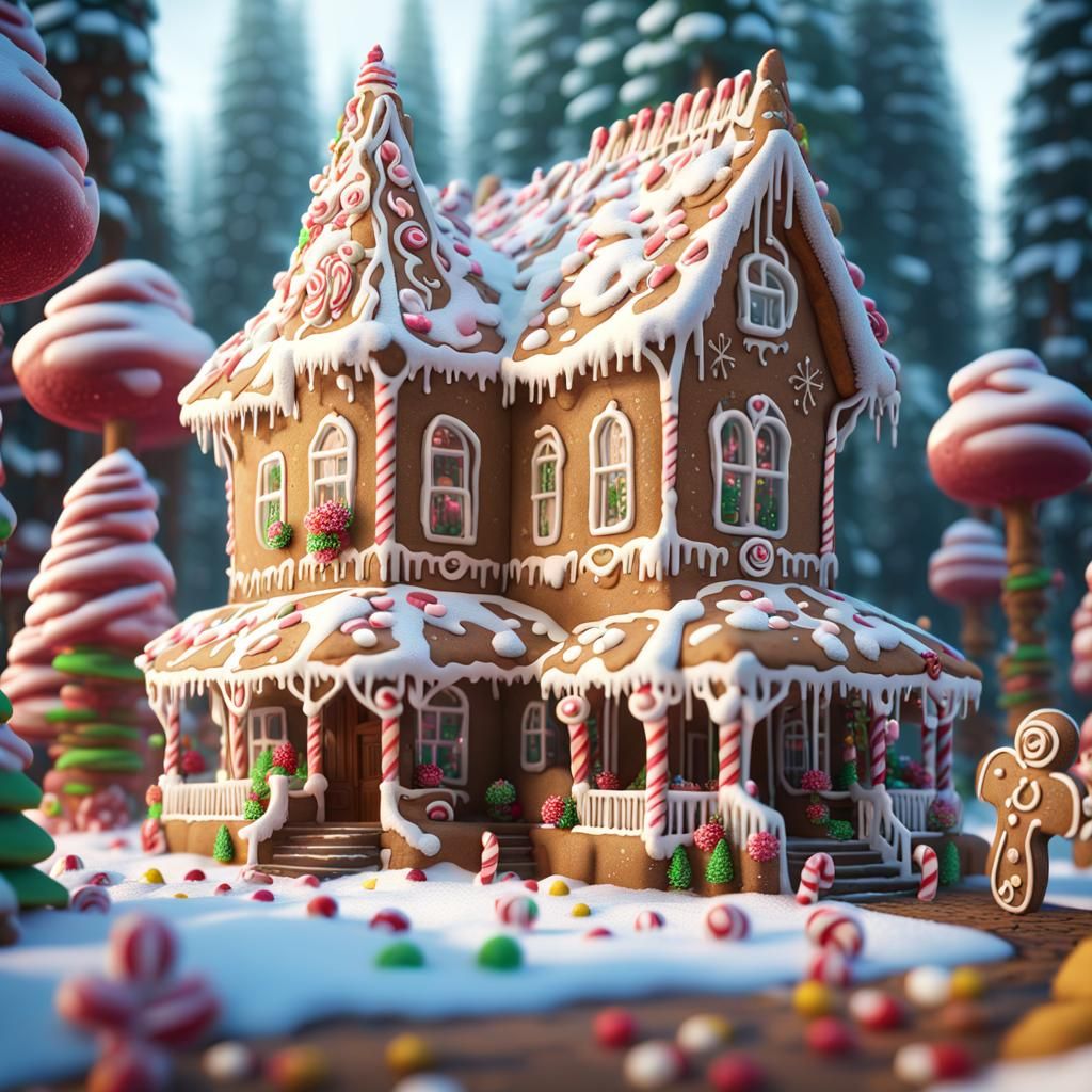 Colorful Candy Gingerbread Land in Futuristic Style