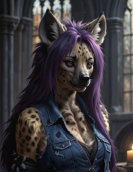 Sublimely Cute Furry Hyena in Ruined Cathedral