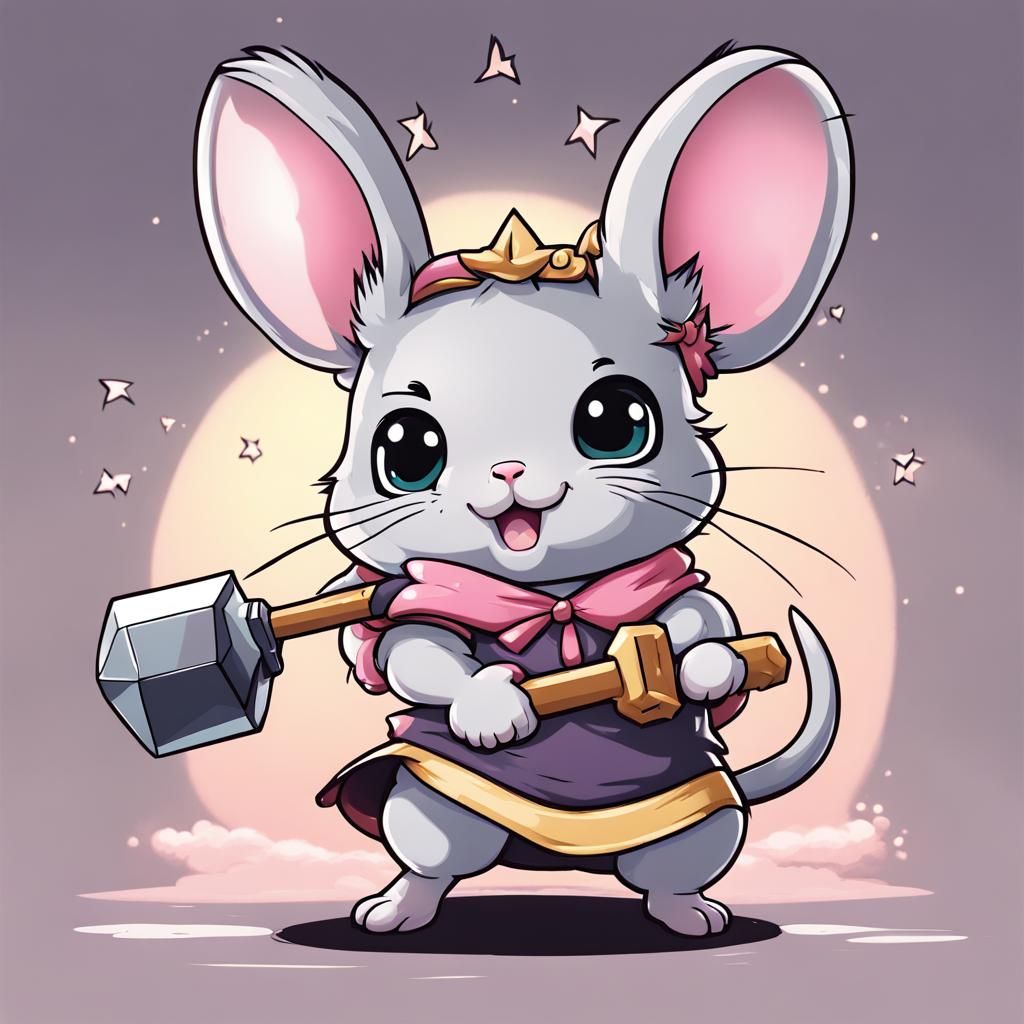 Magical Chinchilla Girl Summons Cartoon Bonk Hammer
