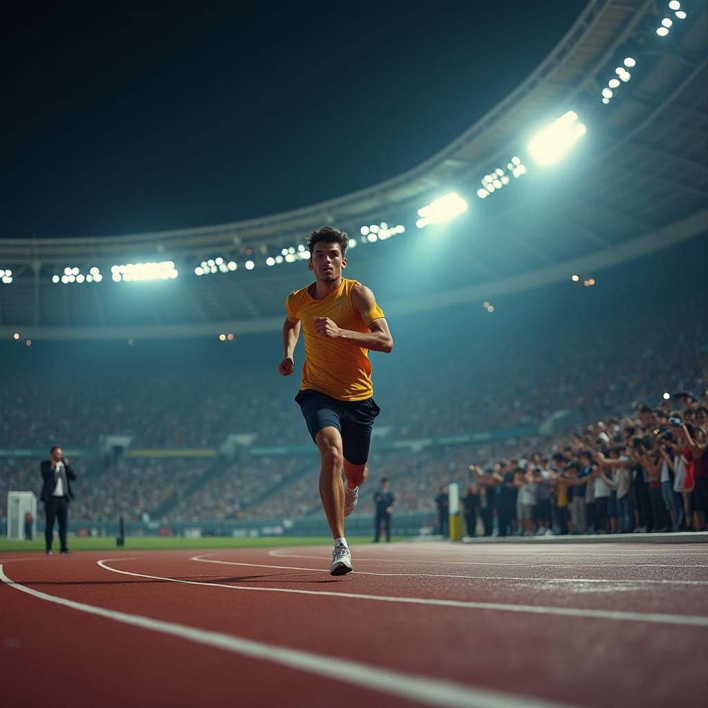 Runner on Track in Futuristic Style