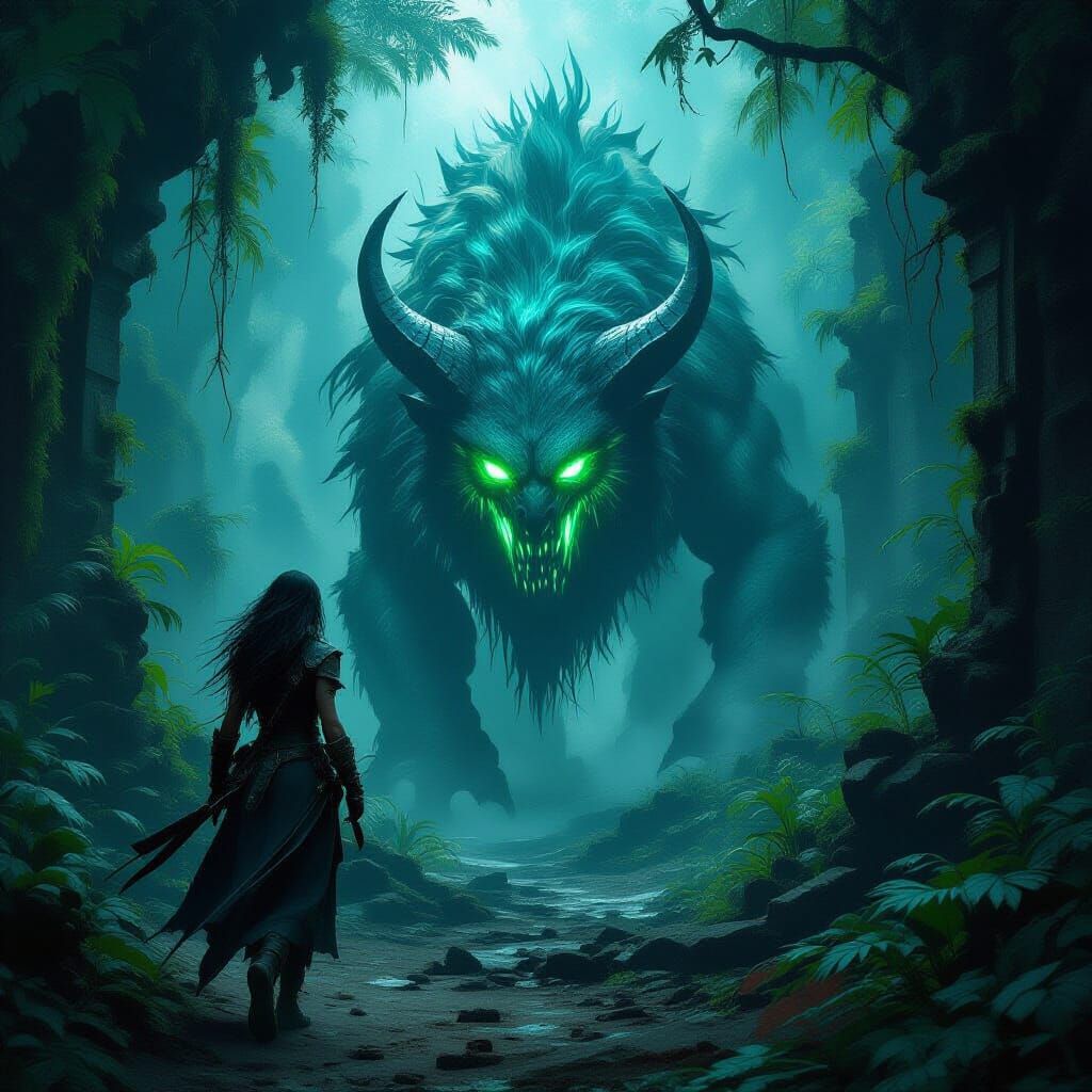 Bioluminescent Beast Hunt in Gothic Jungle