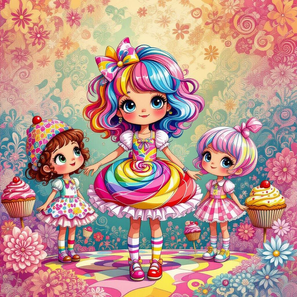 Candy Characters in Abstract Fractal Vector Art