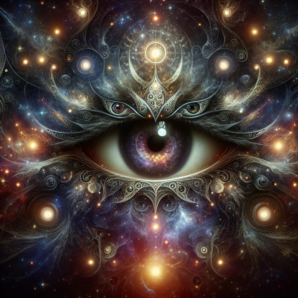 Cosmic Eye in Astral Tempest: A Surreal Vision