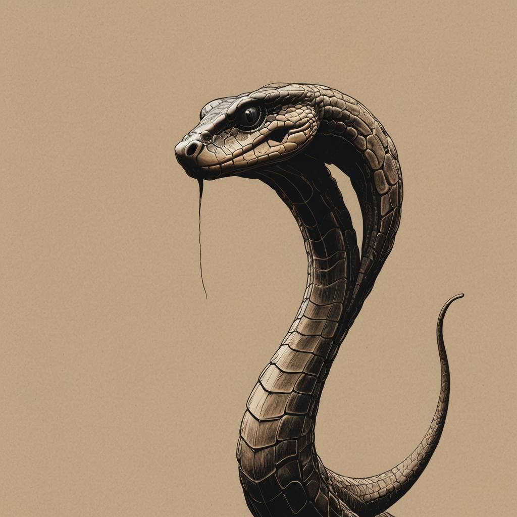 Elegant Cobra Line Art in Earth Tones