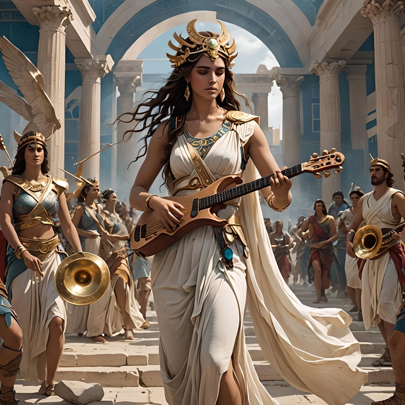 Futuristic Music Festival with Greek Goddess