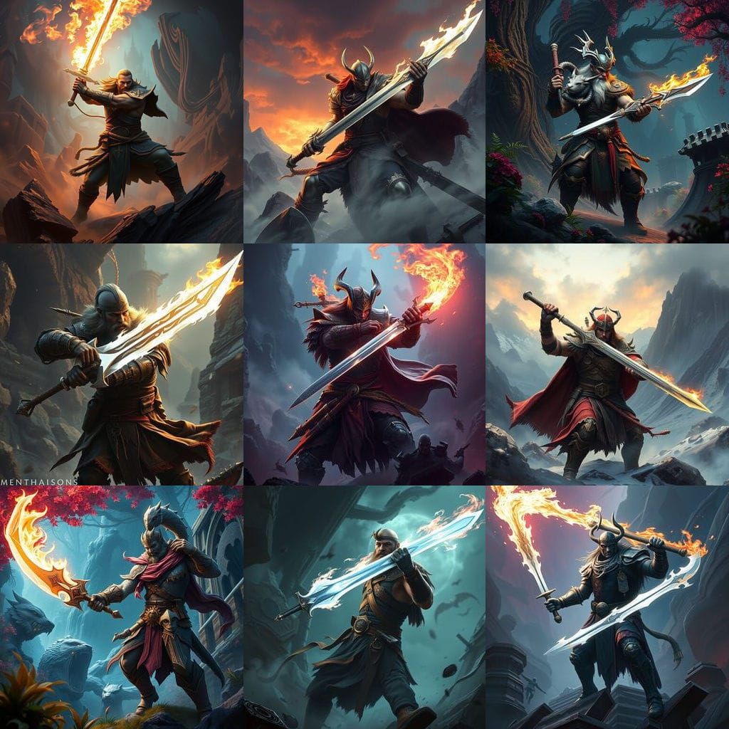 Mystical Barbarian with White Flamed Sword