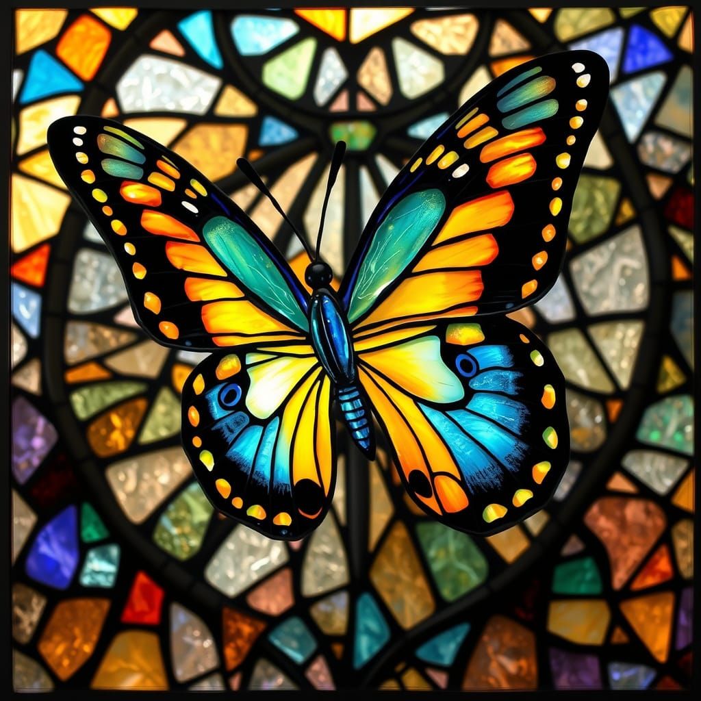 Stained Glass Tiger Swallowtail Butterfly Masterpiece