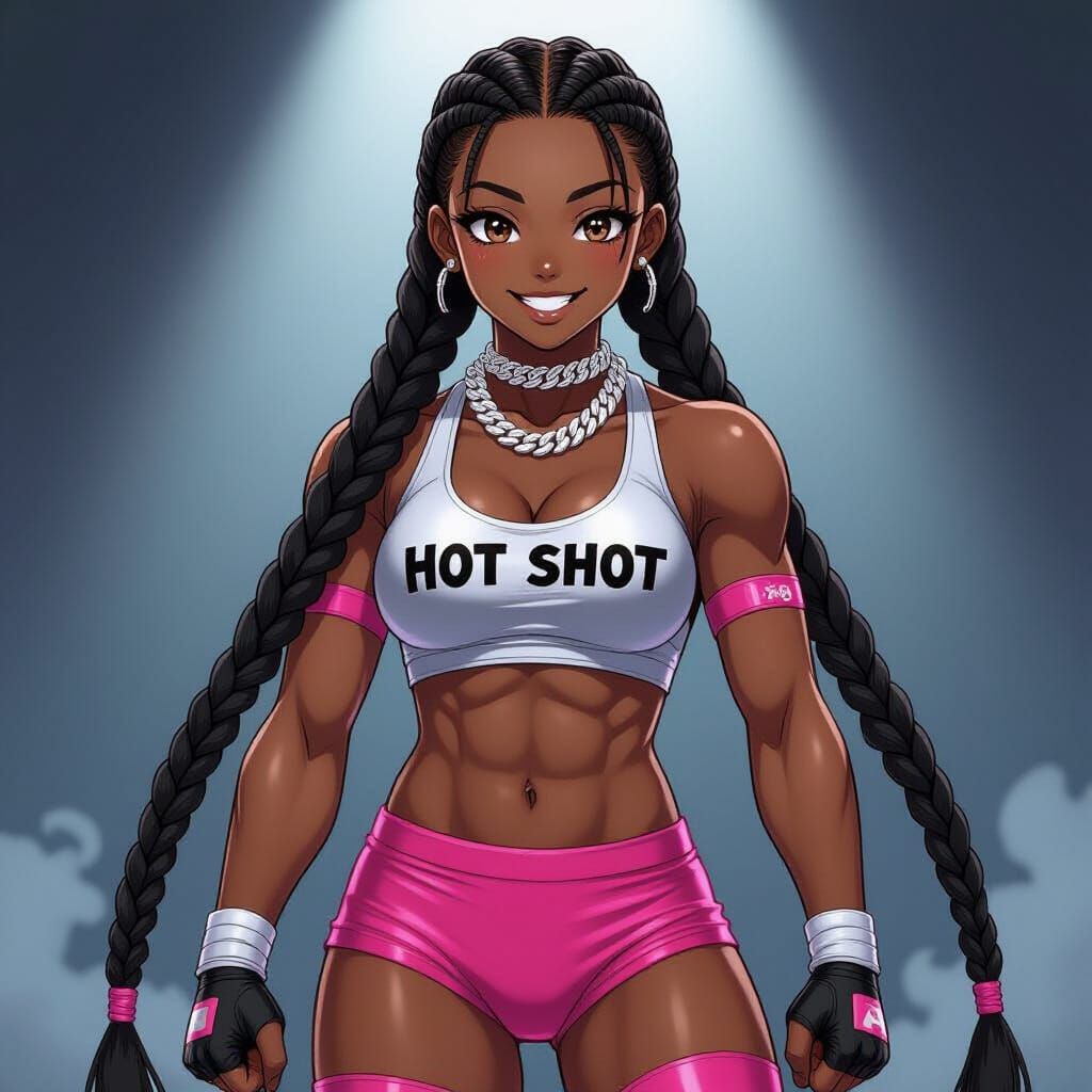 Anime Wrestler "Hot Shot" in Pink Gear