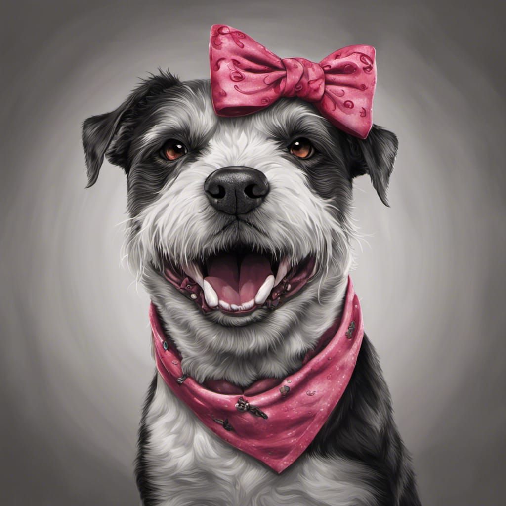Bully Terrier with Bandanna: Detailed Matte Painting