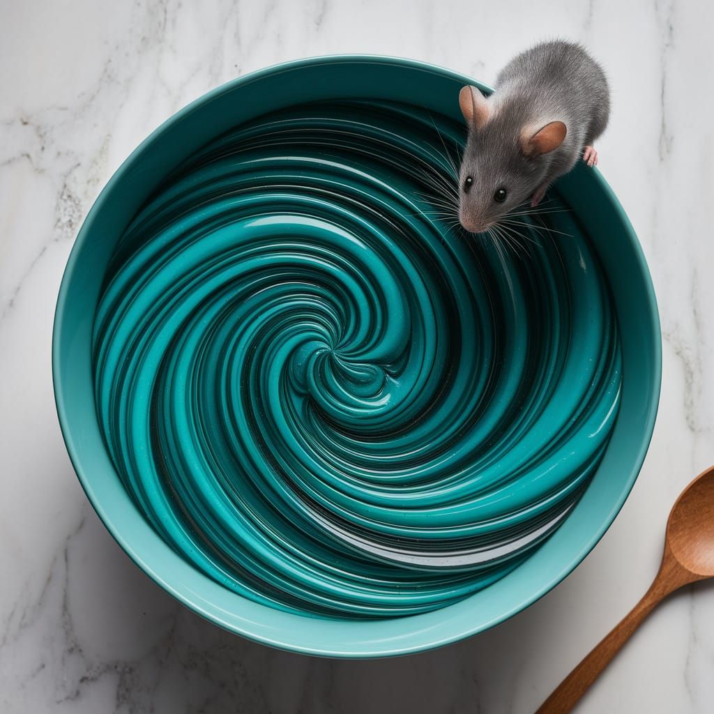 Hyperrealistic Turquoise Molasses Swirl with Mouse