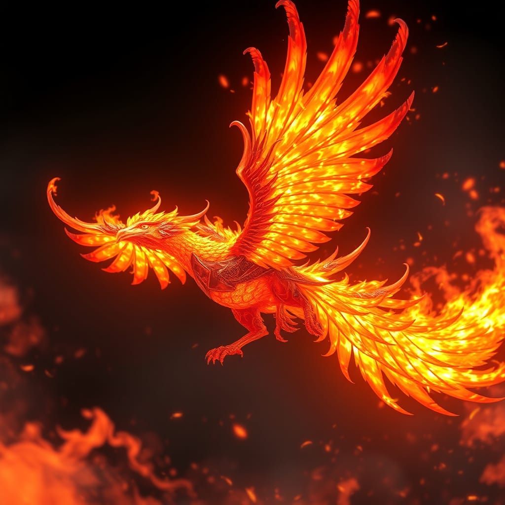 Armored Firebird Soaring in Flames: Pixiv Anime Art