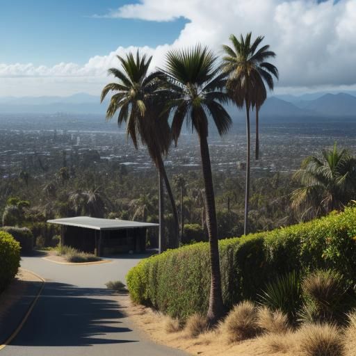 Palm Tree and Distant "JOEYWOOD" Sign
