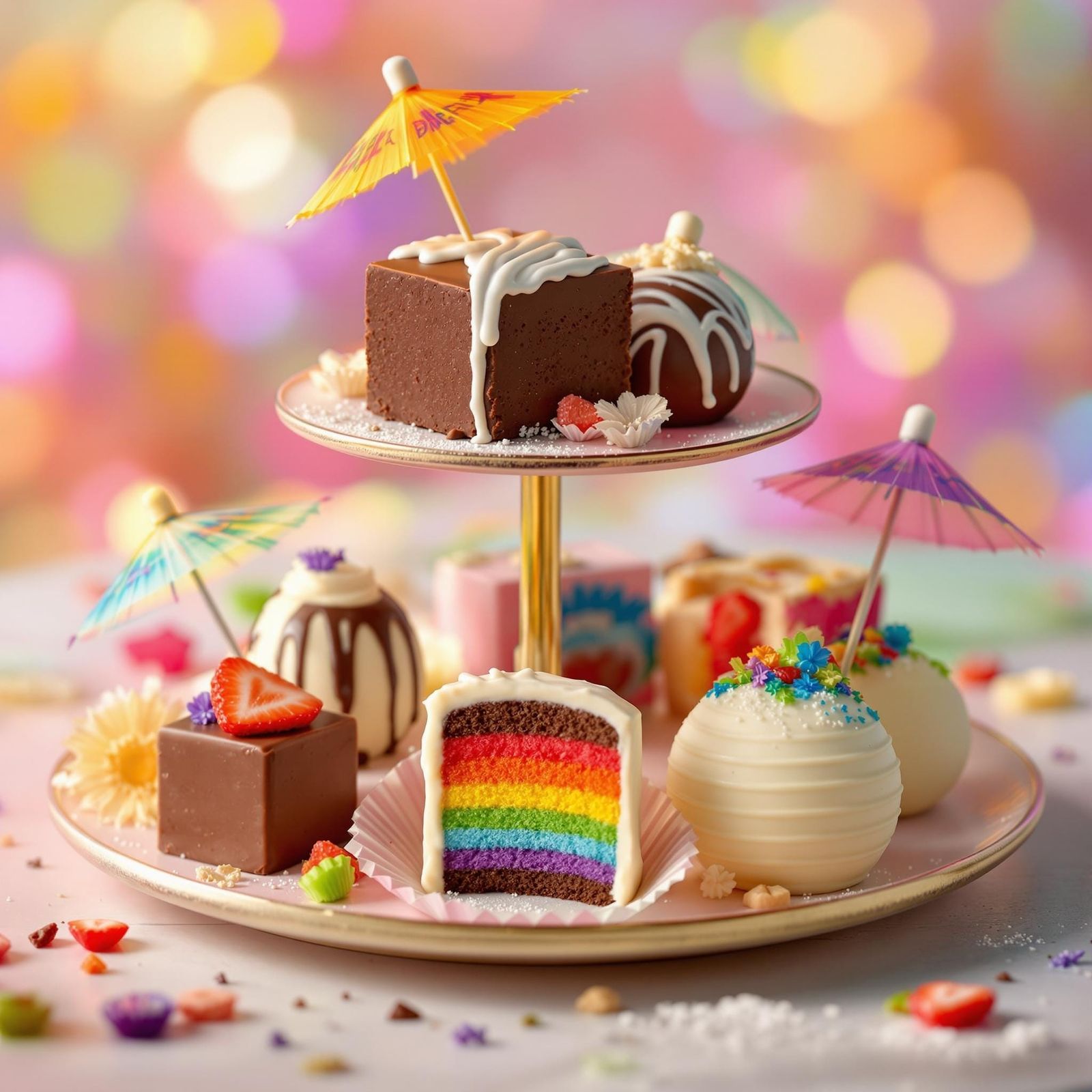 Rainbow Petit Fours and Chocolates in Pride Colors