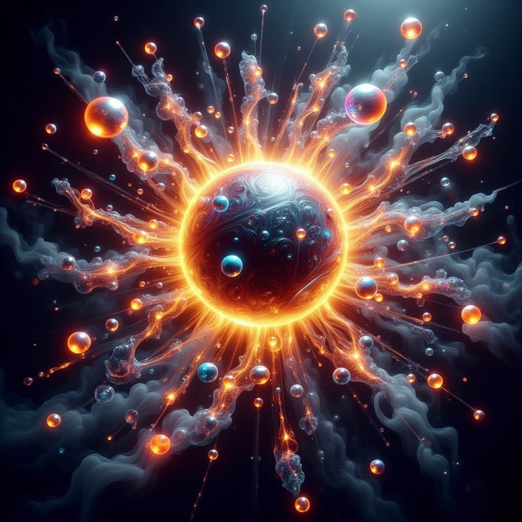 Cubist Atom in Radiant Vortex: Fauvist, Art Deco, Neo-Cubism