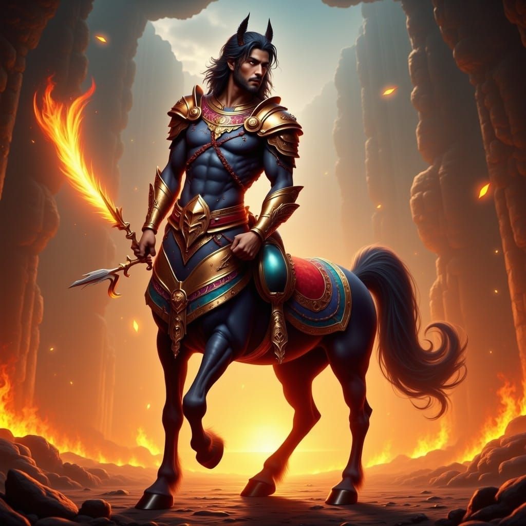 Fiery Centaur: Mythical Creature Ablaze