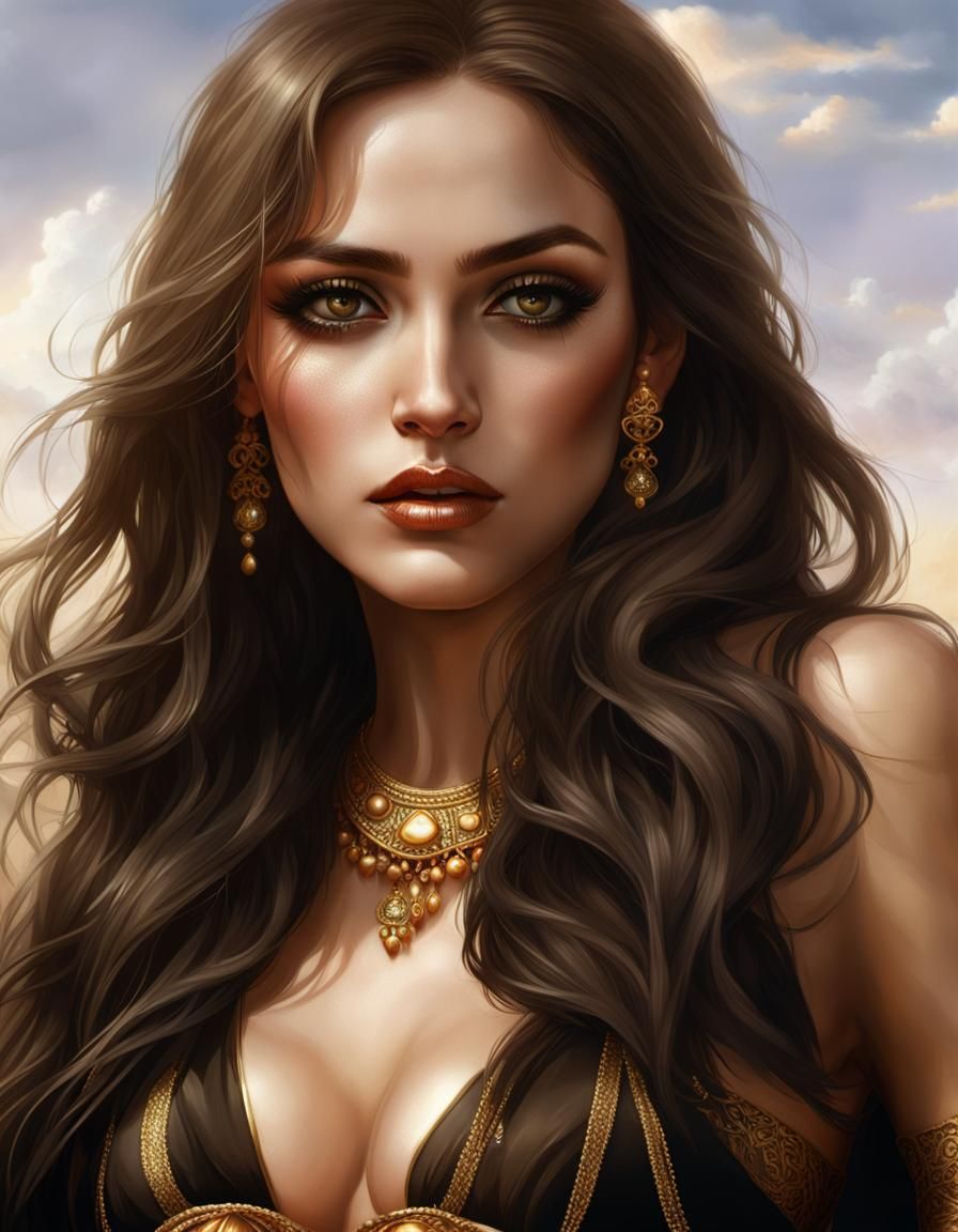 Woman in Gold Jewellery: Epic Digital Matte Painting