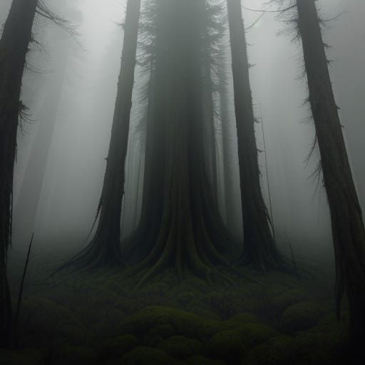Twin Peaks Inspired Forest Landscape in Dark, Mystical Style