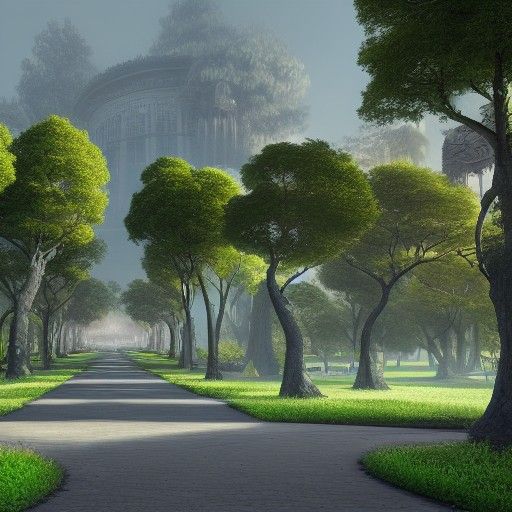 Grand Palace at the End of Tree-Lined Boulevard