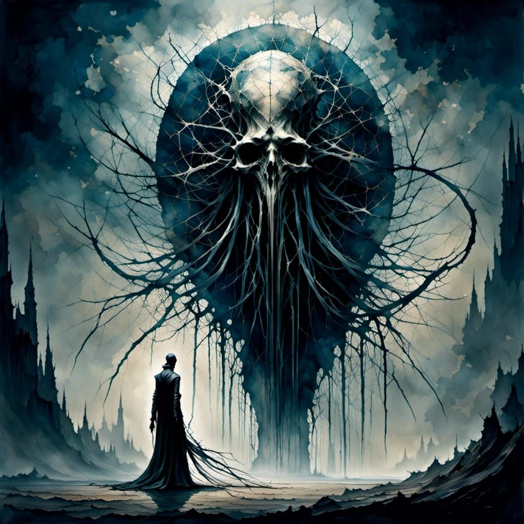 Menacing Mind Flayer Portrait in Dark Style