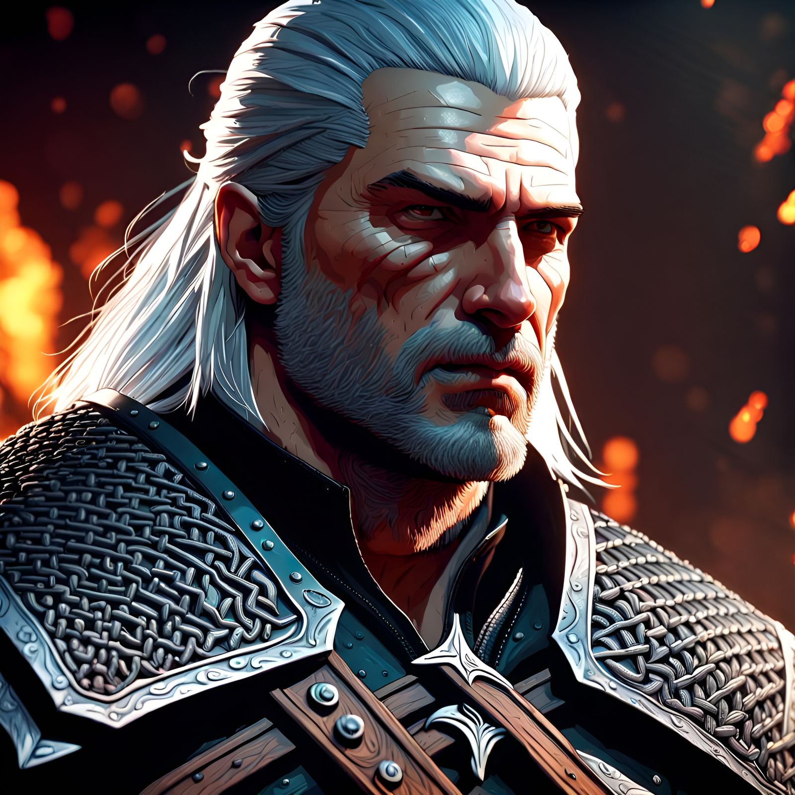Geralt of Rivia Hyperrealistic Digital Art