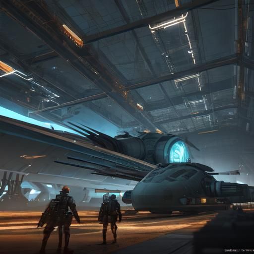 Massive Submarine Blueprints in Underwater Hangar