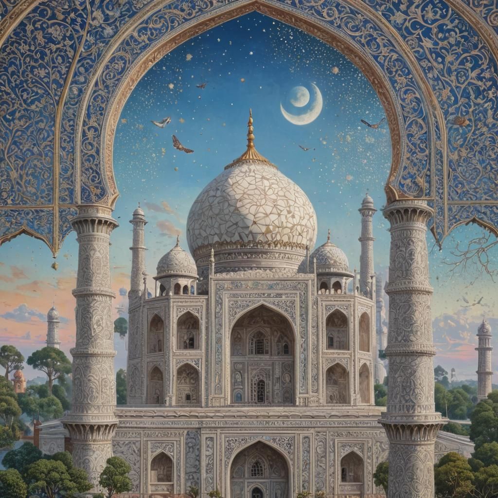 Taj Mahal in Surreal Dreamscape, Miniature Style