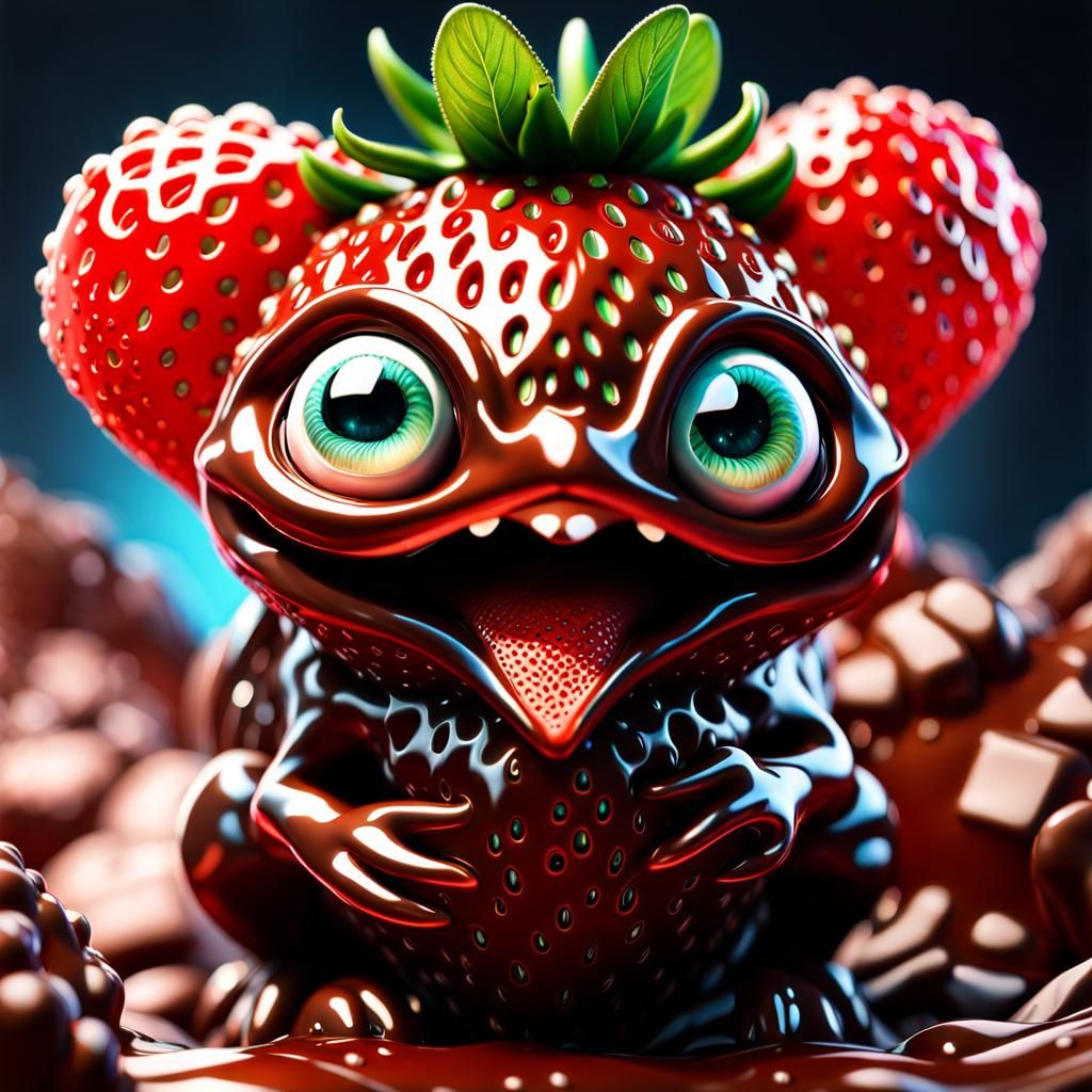 Hyperdetailed Chocolate Strawberry Creature: Fantasy Photogr...