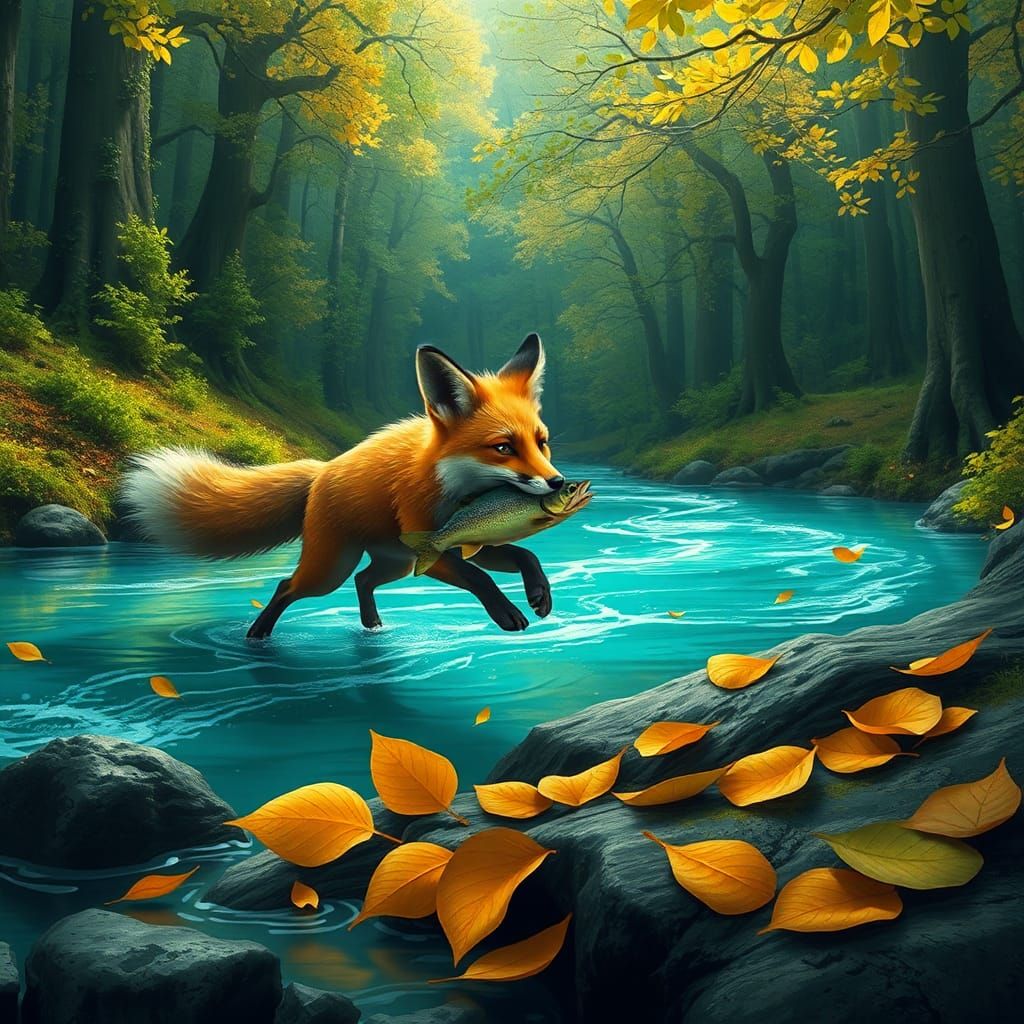 Fox with Fish: Fantasy Concept Art