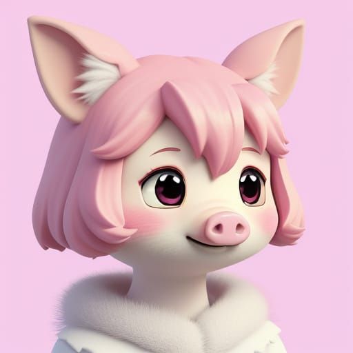 Adorable Chibi Pig in Kawaii Style