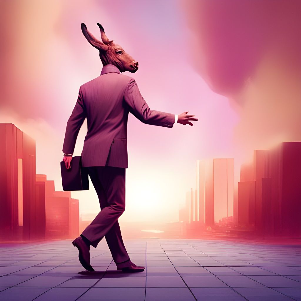 Donkey-Headed Man Stepdancing in Hyperrealistic Style
