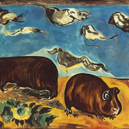 Surreal Guinea Pig Art Inspired by Expressionism