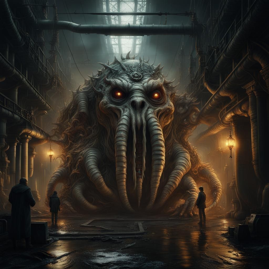 Mechanical Monster in Sewers: Digital Matte Painting