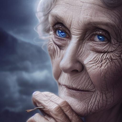 Detailed Portrait of a Beautiful Old Woman