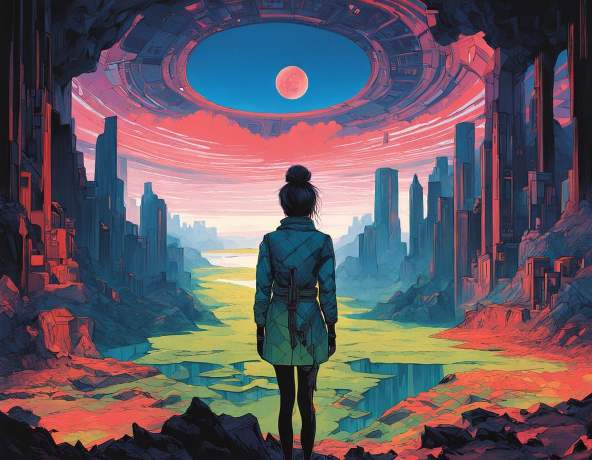 Retro-Futuristic Action Heroine in Vibrant Opulence