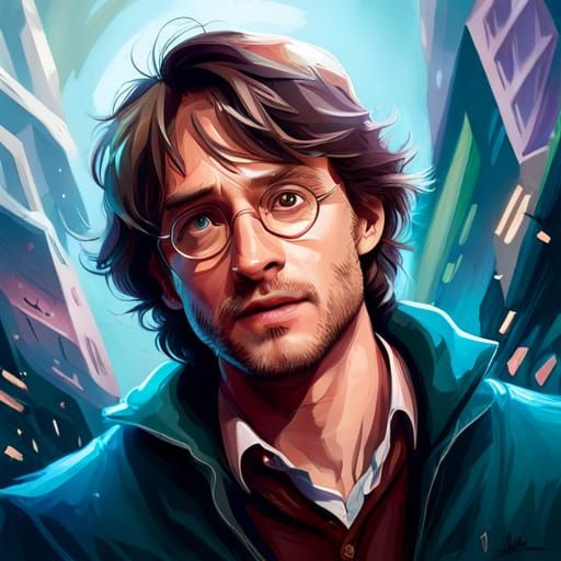 Harry Potter Portrait in 80s Style, Detailed Concept Art