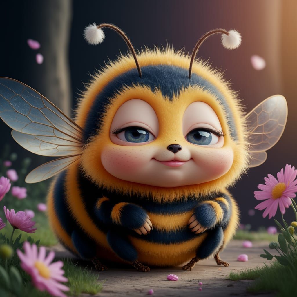 Sleeping Fuzzy Bumblebee with Soft Lighting