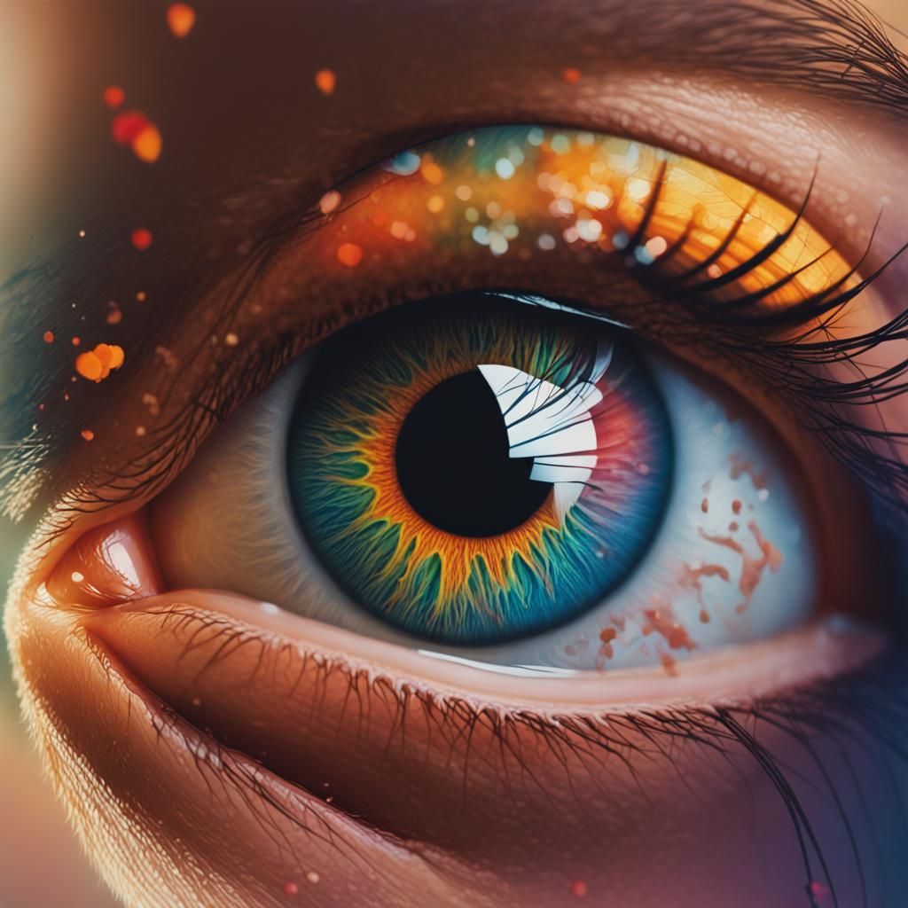 Eye Reflecting Lovers: Hyperrealistic Splash Art