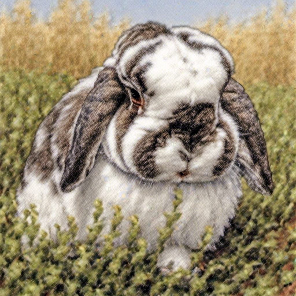 Holland Lop Rabbit in Meadow, Realistic Rendering