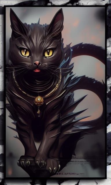 Anime Black Dragon Kitty Portrait in Artstation Style