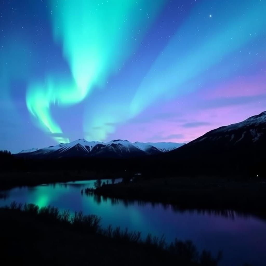 Blue and Green Northern Lights Display