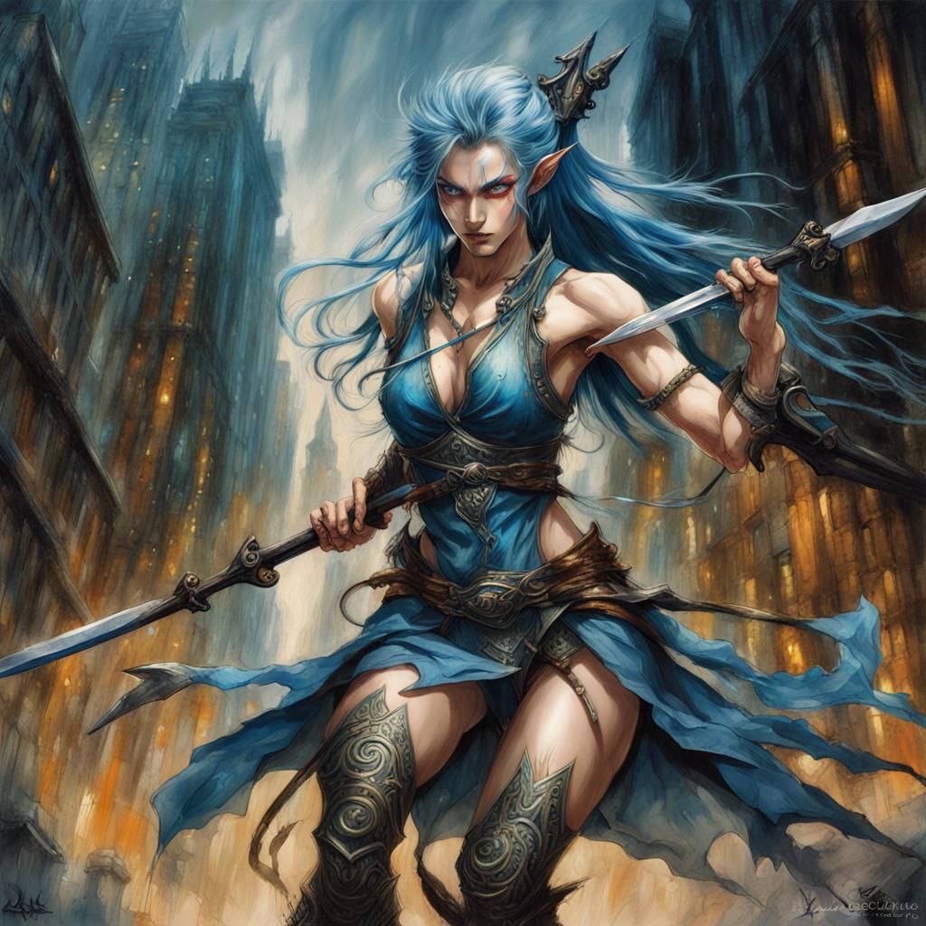 Graceful Elf Warrior in Anime Style