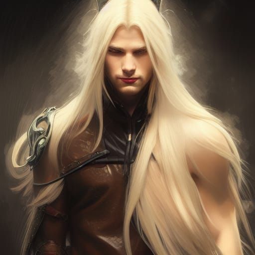 Fantasy Portrait: Blonde Man with Cat Eyes