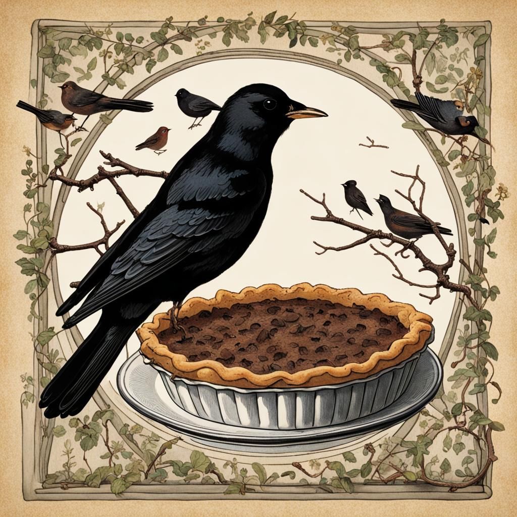 Blackbirds Baked in a Pie: A Nursery Rhyme Scene