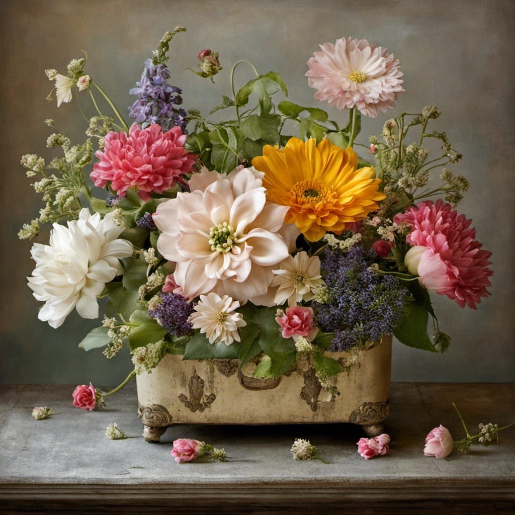 Delicate Flower Arrangement Still Life