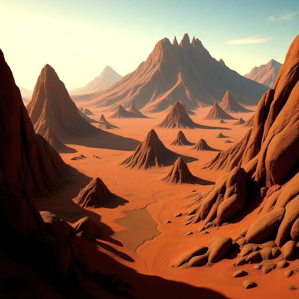 Majestic Rocky Landscape with Atmospheric Lighting