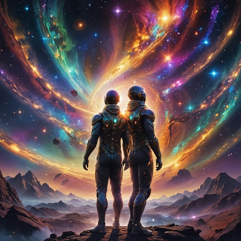 Cosmic Hero in Astral Void: Visionary Art